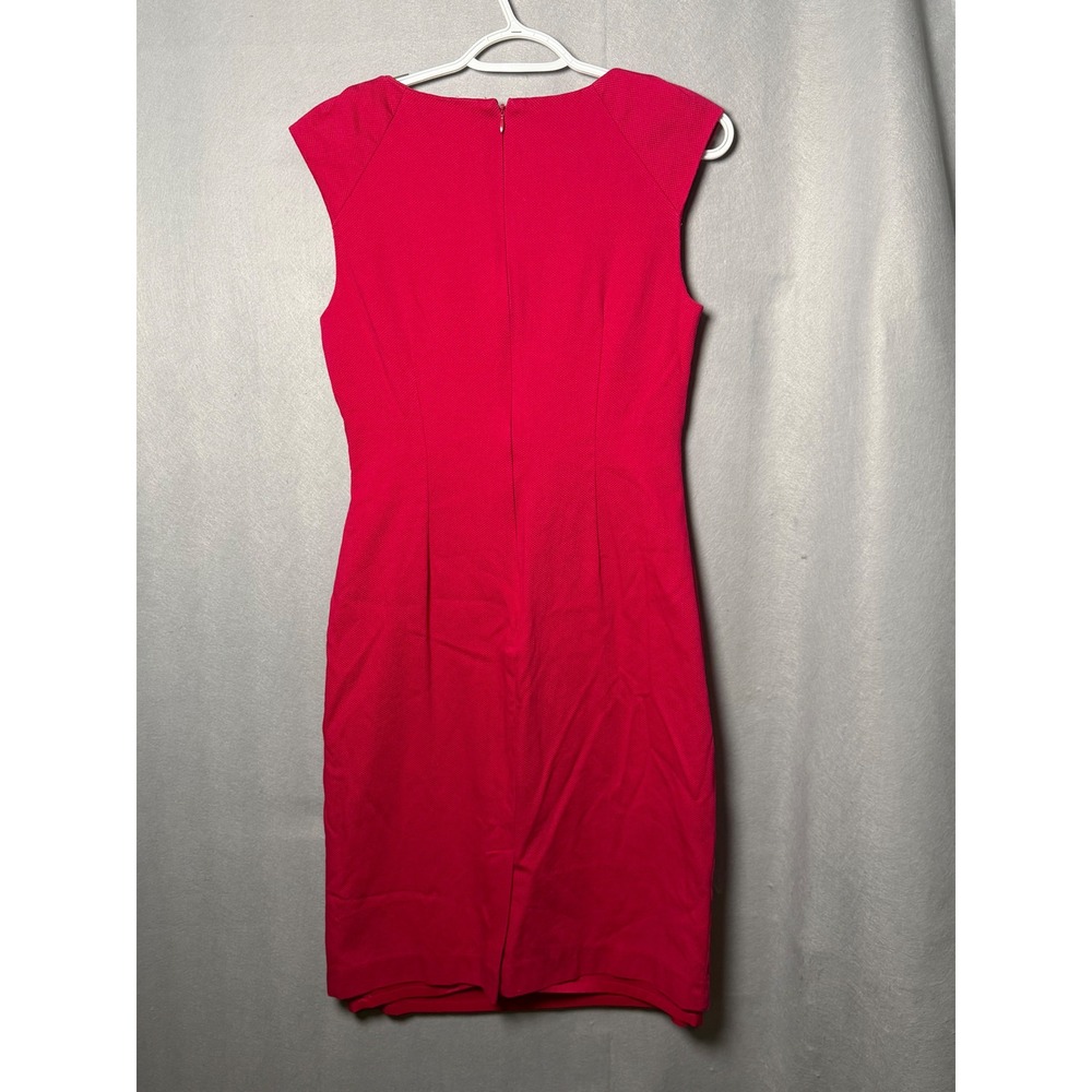 Adrianna Papell Pink Textured Surplice Pleated Sheath Dress Size 6 Sleeveless - Picture 2 of 6